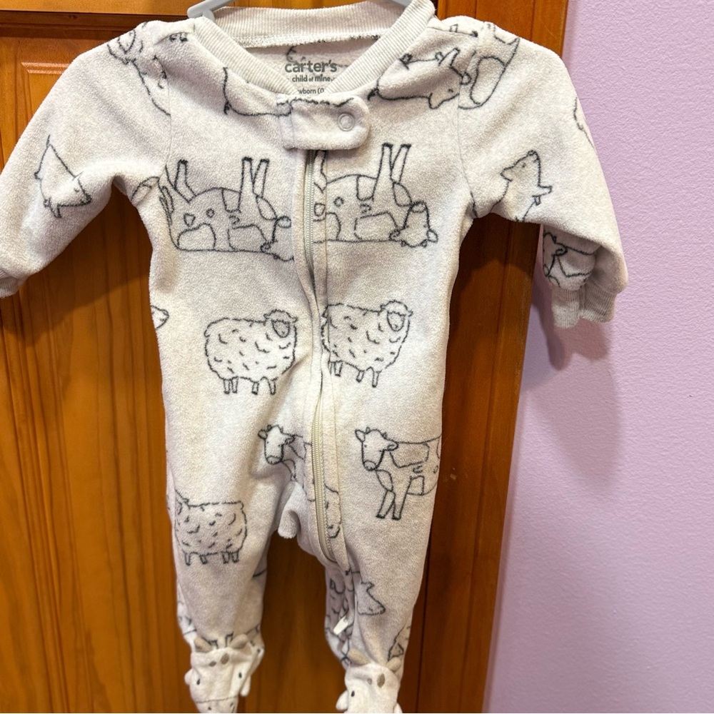 Carter's White Sheep Pattern Kids Footie